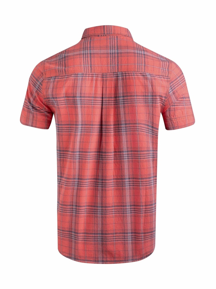 Weird Fish Red Angeles Vintage Wash Short Sleeve 100% Cotton Check Shirt - Image 7 of 7