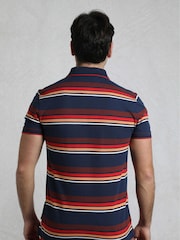 Blau - Weird Fish Sunbury Striped Pique 100% Cotton Polo Shirt - Bild 2 von 7