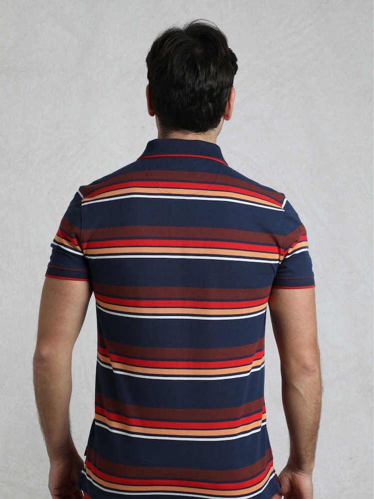 Blau - Weird Fish Sunbury Striped Pique 100% Cotton Polo Shirt - Bild 2 von 7