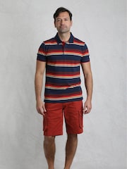 Blau - Weird Fish Sunbury Striped Pique 100% Cotton Polo Shirt - Bild 3 von 7