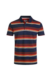 Blau - Weird Fish Sunbury Striped Pique 100% Cotton Polo Shirt - Bild 6 von 7