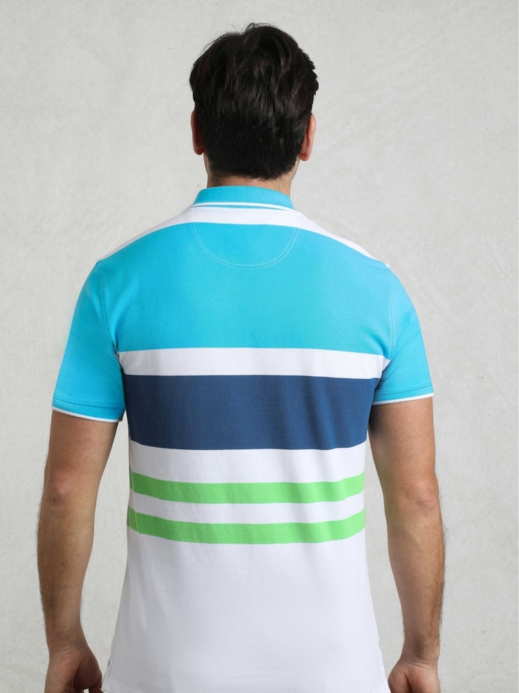 Weird Fish Oceano Sunbury Striped Pique 100% Cotton Polo Shirt - Image 2 of 7