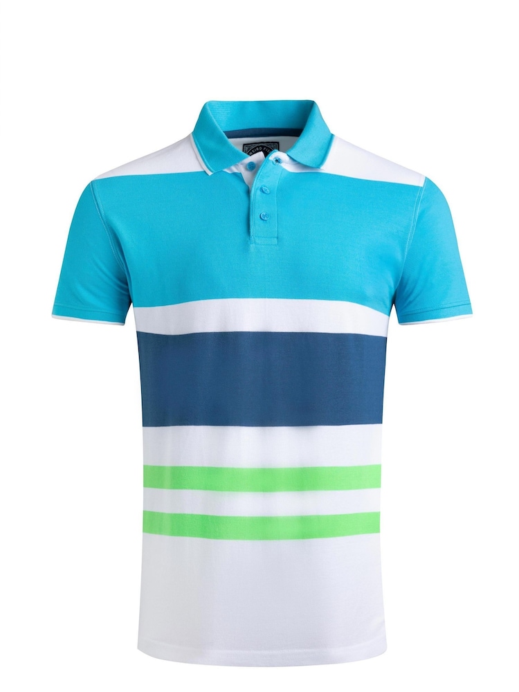 Weird Fish Oceano Sunbury Striped Pique 100% Cotton Polo Shirt - Image 6 of 7