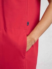 Weird Fish Red Anaya Embroidered Jersey 100% Cotton Shift Dress - Image 5 of 7