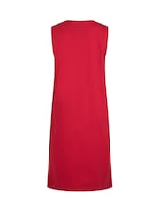Weird Fish Red Anaya Embroidered Jersey 100% Cotton Shift Dress - Image 7 of 7