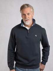 Weird Fish Blue Archer WF Branded 1/4 Zip Sweatshirt - Image 1 of 6