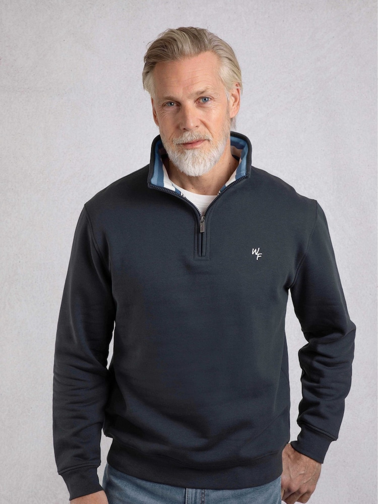 Weird Fish Blue Archer WF Branded 1/4 Zip Sweatshirt - Image 1 of 6