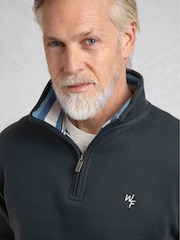Weird Fish Blue Archer WF Branded 1/4 Zip Sweatshirt - Image 4 of 6