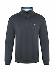 Weird Fish Blue Archer WF Branded 1/4 Zip Sweatshirt - Image 5 of 6