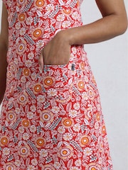 Weird Fish Red Tallahassee 100% Cotton Jersey Dress - Image 4 of 6