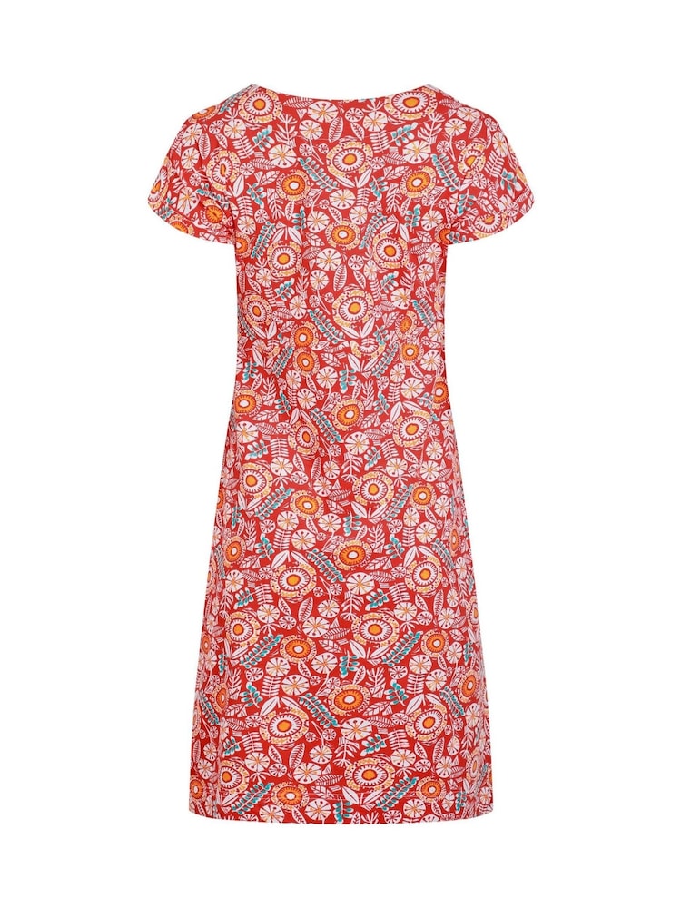 Weird Fish Red Tallahassee 100% Cotton Jersey Dress - Image 6 of 6