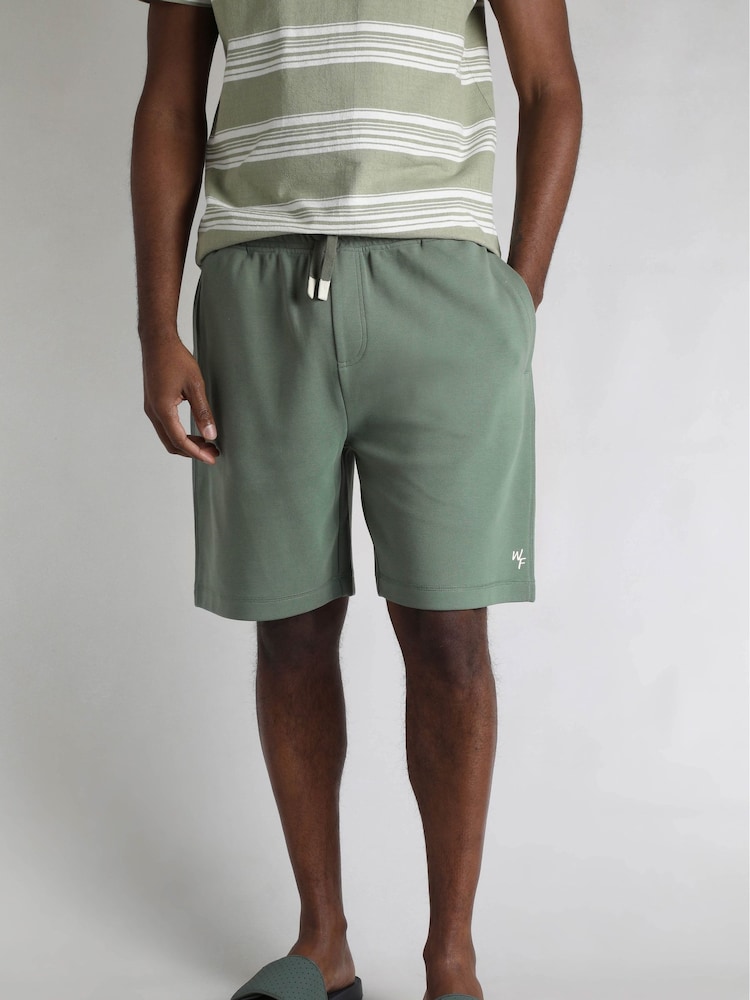 Weird Fish Green Crawford Loopback 100% Cotton Shorts - Image 1 of 7