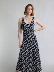 Weird Fish Blue Tivoli Printed Jersey Dress - Image 1 of 4