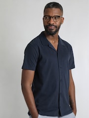 Weird Fish Blue Grafton Soft Jersey 100% Cotton Shirt - Image 2 of 6