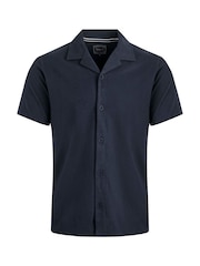 Weird Fish Blue Grafton Soft Jersey 100% Cotton Shirt - Image 5 of 6