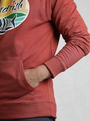 Weird Fish Red Bryant Front Print Graphic Popover Hoodie - Image 5 of 7