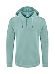 Weird Fish MineralBlu Blue Woodside Sunwashed Loopback 100% Cotton Hoodie - Image 6 of 7
