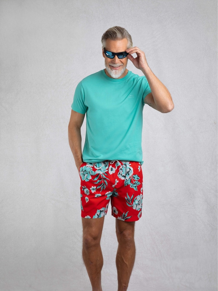 Weird Fish Red Belukha Printed Swim Shorts - Image 1 of 7