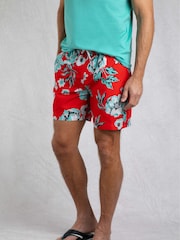 Weird Fish Red Belukha Printed Swim Shorts - Image 3 of 7