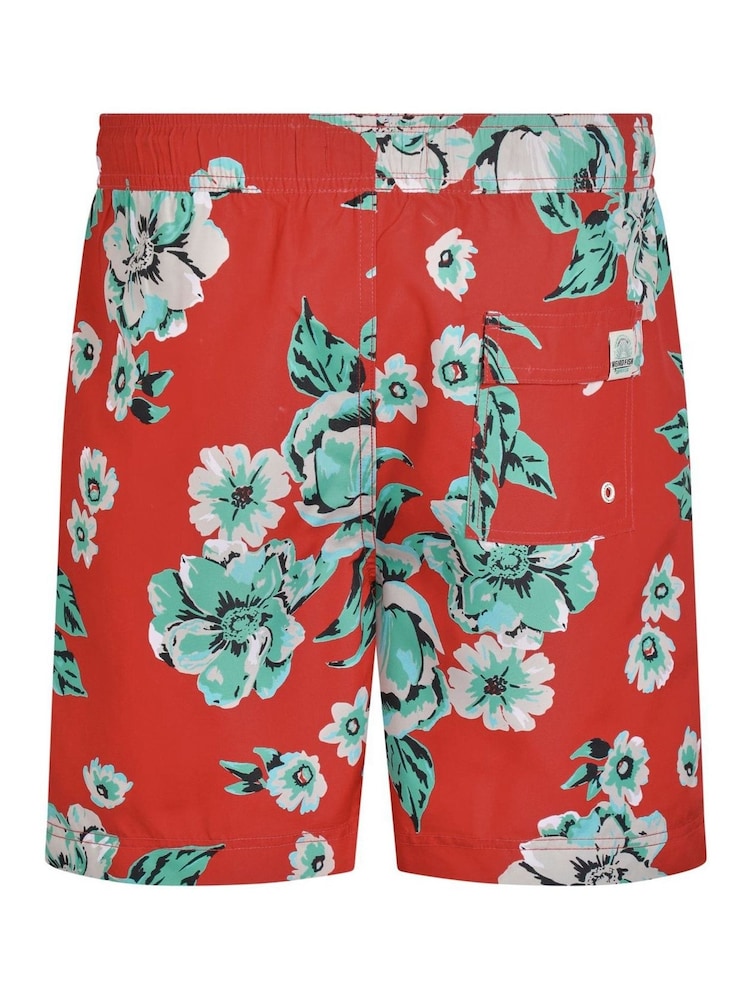 Weird Fish Red Belukha Printed Swim Shorts - Image 7 of 7