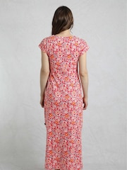Weird Fish Red Mirren Printed 100% Cotton Maxi Dress - Image 2 of 6
