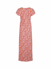 Weird Fish Red Mirren Printed 100% Cotton Maxi Dress - Image 6 of 6
