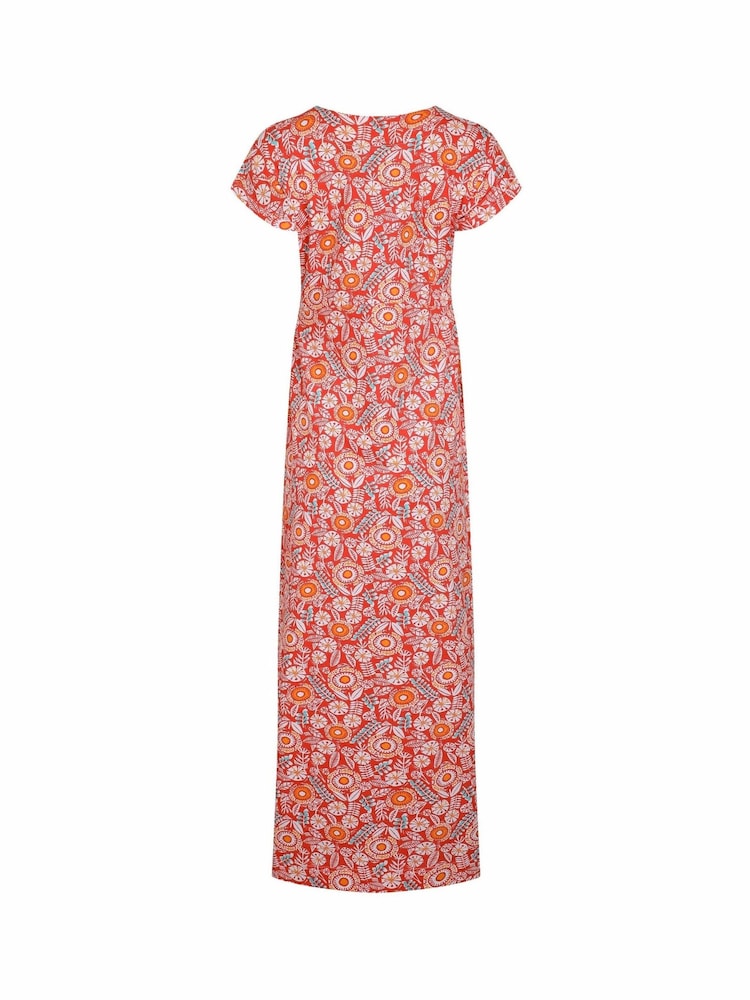 Weird Fish Red Mirren Printed 100% Cotton Maxi Dress - Image 6 of 6