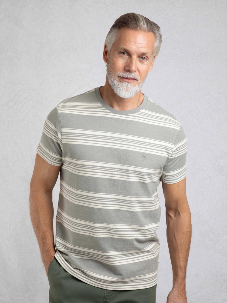 Серый - Weird Fish Xavier Crepe Stripe T-Shirt - Image 1 of 7