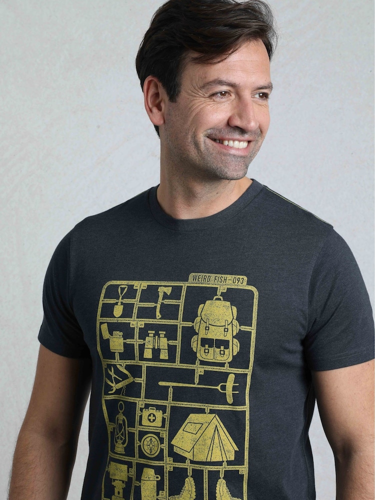 Weird Fish Blue CampKit Front Print Graphic T-Shirt - Image 4 of 6