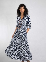 Weird Fish Blue Himanshee Printed Maxi Dress - Image 1 of 7