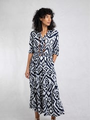 Weird Fish Blue Himanshee Printed Maxi Dress - Image 4 of 7