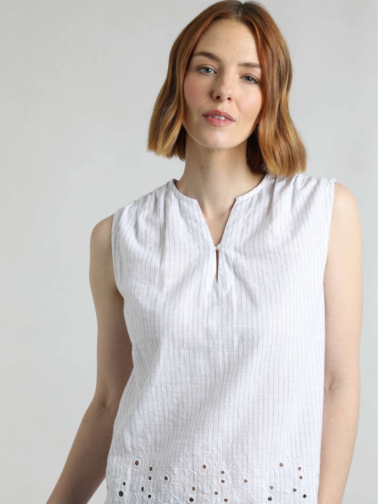 Weird Fish White Poppy Scalloped Hem Blouse - Image 1 of 7
