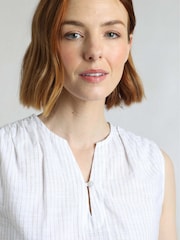 Weird Fish White Poppy Scalloped Hem Blouse - Image 4 of 7