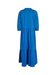 Weird Fish Blue Arles Embroidered Double Cloth 100% Cotton Dress - Image 4 of 4