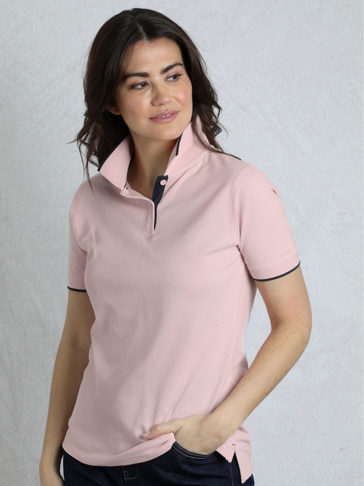 Weird Fish Pink Pammie Pique 100% Cotton Polo Shirt - Image 1 of 7