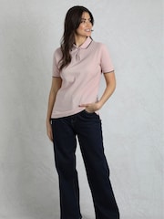 Weird Fish Pink Pammie Pique 100% Cotton Polo Shirt - Image 3 of 7