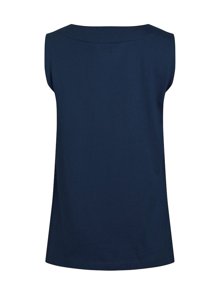 Weird Fish Blue Tirtha Embroidered Jersey 100% Organic Cotton Vest - Image 3 of 3