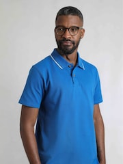 Weird Fish BluSapph Powell Textured 100% Cotton Polo Shirt - Image 1 of 7
