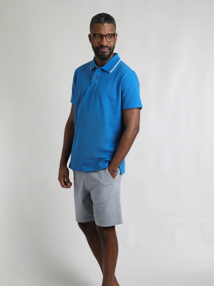 Weird Fish BluSapph Powell Textured 100% Cotton Polo Shirt - Image 3 of 7
