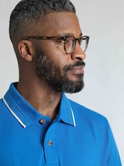 Weird Fish BluSapph Powell Textured 100% Cotton Polo Shirt - Image 5 of 7