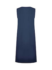 Weird Fish Blue Anaya Embroidered Jersey 100% Cotton Shift Dress - Image 6 of 6