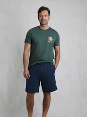 Weird Fish Blue Hamilton Sunwashed 100% Cotton Sweat Shorts - Image 1 of 7