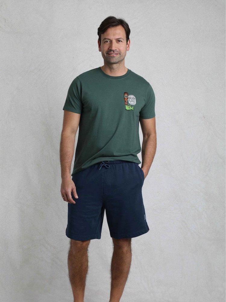 Weird Fish Blue Hamilton Sunwashed 100% Cotton Sweat Shorts - Image 1 of 7