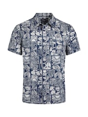 Weird Fish Blue Faraway Printed 100% Cotton Shirt - Image 5 of 6