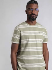 Verde - Weird Fish Xavier Crepe Stripe T-Shirt - Imagen 1 de 6