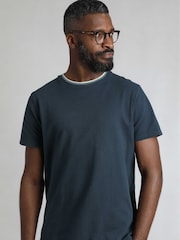 Weird Fish AquaMarineBlue Harris Textured Crew Neck 100% Organic Cotton T-Shirt - Image 1 of 8