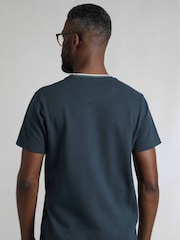 Weird Fish AquaMarineBlue Harris Textured Crew Neck 100% Organic Cotton T-Shirt - Image 2 of 8