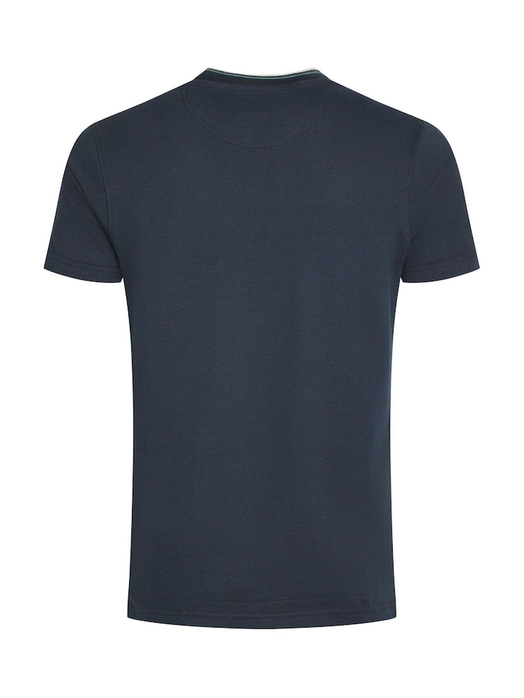 Weird Fish AquaMarineBlue Harris Textured Crew Neck 100% Organic Cotton T-Shirt - Image 8 of 8