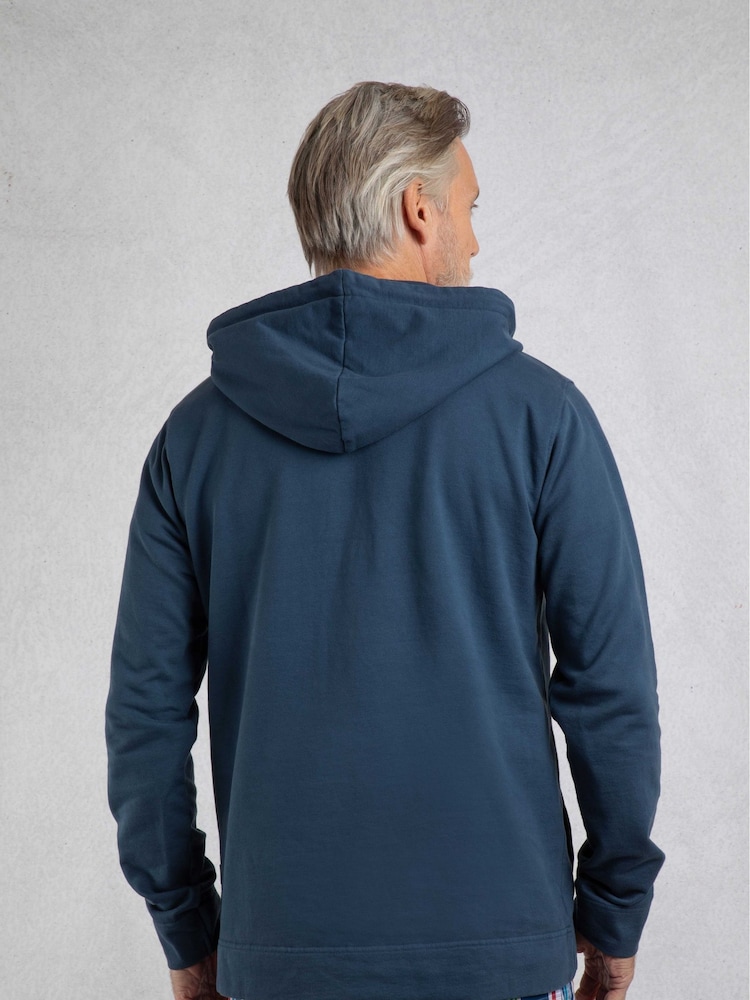 Weird Fish Blue Woodside Sunwashed Loopback 100% Cotton Hoodie - Image 2 of 8 Weird Fish Blue Woodside Sunwashed Loopback 100% Cotton Hoodie - Image 2 of 8