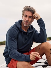 Weird Fish Blue Woodside Sunwashed Loopback 100% Cotton Hoodie - Image 6 of 8